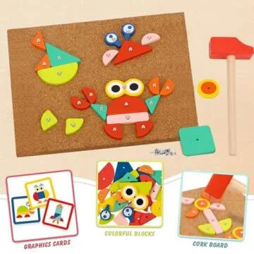 TOOKYLAND Fine Motor Toys, Toy Hammer and Nails Game is Montessori Toys That Exercise Children's Hands-on Skills and Develop Their Imagination for Kids