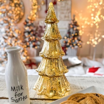 Elegant Mercury Glass Christmas Tree with Timer