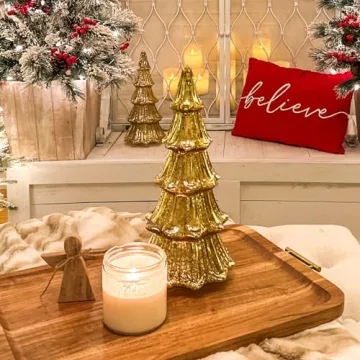 Elegant Mercury Glass Christmas Tree with Timer