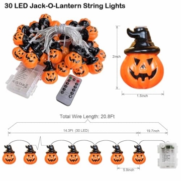 2024 Battery Pumpkin Lights for Halloween Decorations