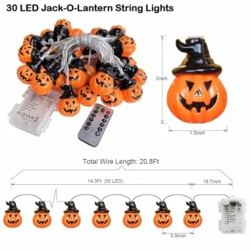 2024 Battery Pumpkin Lights for Halloween Decorations