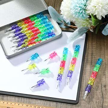 Chinco 20 Pieces Stackable Plastic Bear Pencils Kids Stacking Point Pencils 5 in 1 Colored Party Favors for Birthday Party Supplies Goodie Bag Filler School Fun Equipment