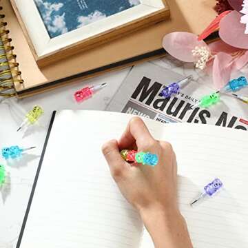 Chinco 20 Pieces Stackable Plastic Bear Pencils Kids Stacking Point Pencils 5 in 1 Colored Party Favors for Birthday Party Supplies Goodie Bag Filler School Fun Equipment