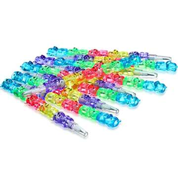 Chinco 20 Pieces Stackable Plastic Bear Pencils Kids Stacking Point Pencils 5 in 1 Colored Party Favors for Birthday Party Supplies Goodie Bag Filler School Fun Equipment