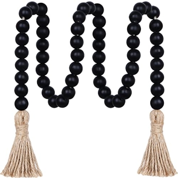 Meplait 39in Wood Bead Garland Farmhouse with Tassels,Versatile Prayer Beads Boho Chic Wall Hanging ...