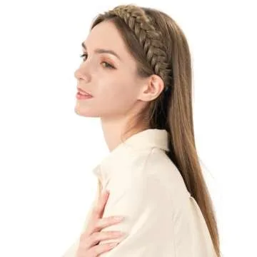 BOBIYA Messy Wide 2 Strands Synthetic Hair Braided Headband Classic Chunky Hair Braid Headband Elastic Stretch Braid Headbands for Women (Dark Brown)