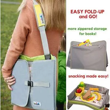 Bulabee Kids Travel Tray for Car Seat, Perfect Toddler Activity Play Organizer for Toys & Games, Holds iPad or Tablet, Snack Tray, Dry Erase Top, Sturdy, Waterproof, Portable, Road Trip Essential