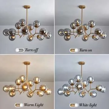 UOFUS 12-Light Glass Globe Sputnik Chandelier Modern Lighting