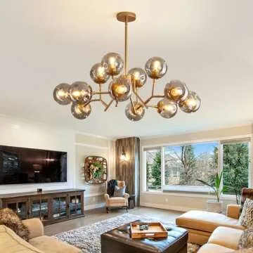 UOFUS 12-Light Glass Globe Sputnik Chandelier Modern Lighting