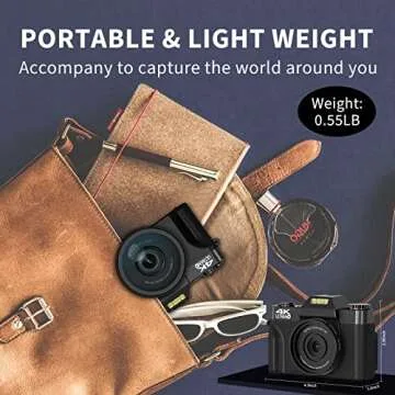 VJIANGER 4K Digital Camera 48MP Vlogging Camera for YouTube with 3.0’’ 180° Flip Screen, WiFi, 16X Digital Zoom, 52MM Wide Angle & Macro Lens, 2 Rechargeable Batteries, 32GB Micro SD Card(Gold)