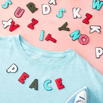 Bright Creations 52 Pieces Iron On Letters for Clothing, 2 Sets A-Z Chenille Letter Patches for Jackets & Denim, 5 Colors (1 Inch)