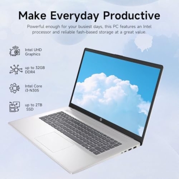 HP High-Performance 17.3" Laptop, Intel i3-N305, 32GB RAM, 2TB SSD, HD+ Touchscreen