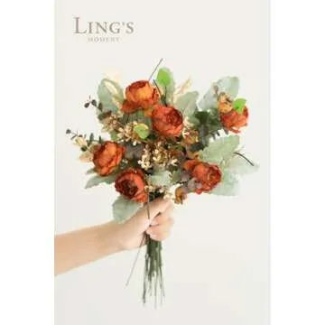 Ling's Moment Artificial Greenery Stems Box Set, 53pcs with 7 Kinds of Faux Greenery Picks for DIY Bridal Bouquets Wedding Floral Arrangement Table Centerpieces, Terracotta & Green