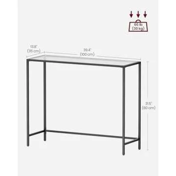VASAGLE Console Table - Modern Glass Sofa Table, Easy Assembly
