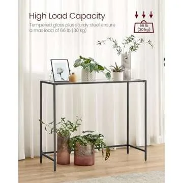 VASAGLE Console Table - Modern Glass Sofa Table, Easy Assembly