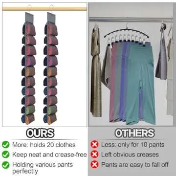 Aulock 2 Pack Legging Storage Organizer- Hanging Closet Organizer System Clothes Closets Holder with...