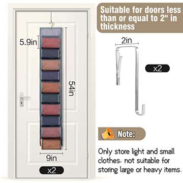 Aulock 2 Pack Legging Storage Organizer- Hanging Closet Organizer System Clothes Closets Holder with 20 Roll Independent Compartments for Yoga Leggings T-Shirts Bras Socks Pants Tank Top Towel(Grey)