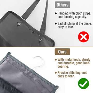 Aulock 2 Pack Legging Storage Organizer- Hanging Closet Organizer System Clothes Closets Holder with 20 Roll Independent Compartments for Yoga Leggings T-Shirts Bras Socks Pants Tank Top Towel(Grey)