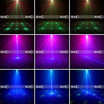 SUNY Mini Portable Cordless Stage Lights Rechargeable 8 RGB Patterns GOBO Projector Sound Activated Music DJ Party Lights for Outdoor Travel Camping Disco Live Show Home Dance Holiday Birthday Gift