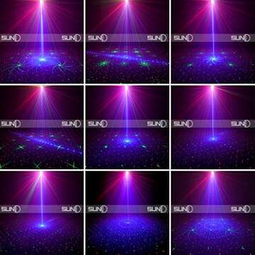 SUNY Mini Portable Cordless Stage Lights Rechargeable 8 RGB Patterns GOBO Projector Sound Activated Music DJ Party Lights for Outdoor Travel Camping Disco Live Show Home Dance Holiday Birthday Gift