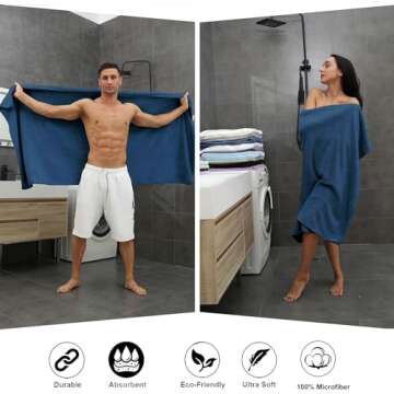 Extra Large Microfiber Bath Towels Set - Quick Dry, Super Soft