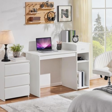 Topeakmart Small White Computer Desk for Home Office