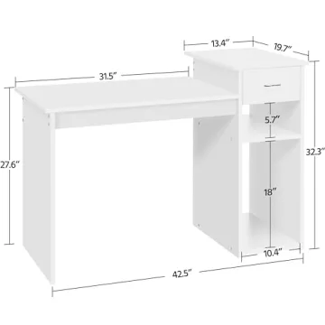 Topeakmart Small White Computer Desk for Home Office