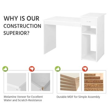 Topeakmart Small White Computer Desk for Home Office