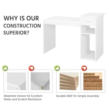 Topeakmart Small White Computer Desk for Home Office