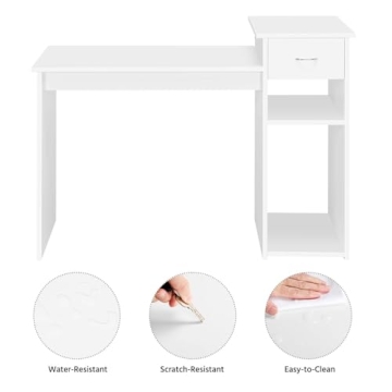 Topeakmart Small White Computer Desk for Home Office
