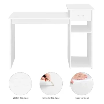 Topeakmart Small White Computer Desk for Home Office