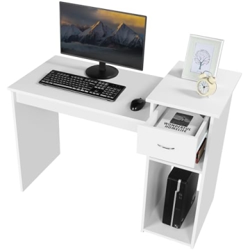 Topeakmart Small White Computer Desk for Home Office