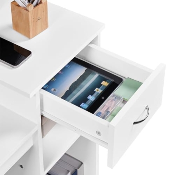 Topeakmart Small White Computer Desk for Home Office