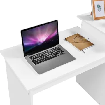 Topeakmart Small White Computer Desk for Home Office