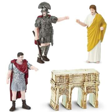 Safari Ltd. Ancient Rome Super Toob - Mini Figurines: Gladiator, Noblewoman, Centurion, Senator, Caesar, Emperor, Colosseum, Aqueduct, Pantheon & More - Educational Toy for Boys, Girls & Kids 3+