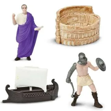 Safari Ltd. Ancient Rome Super Toob - Mini Figurines: Gladiator, Noblewoman, Centurion, Senator, Caesar, Emperor, Colosseum, Aqueduct, Pantheon & More - Educational Toy for Boys, Girls & Kids 3+