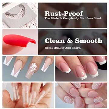 Belleboost Adjustable Acrylic Nail Clippers with Sizer and Catcher, White Professional Dial Stainless Steel Blade Nail Tips Cutter, Artificial Fake Nail Trimmer, Manicure Tool for Salon Home Nail Art