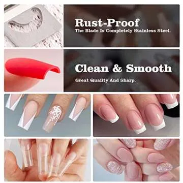 Belleboost Adjustable Acrylic Nail Clippers with Sizer and Catcher, White Professional Dial Stainless Steel Blade Nail Tips Cutter, Artificial Fake Nail Trimmer, Manicure Tool for Salon Home Nail Art