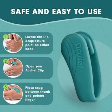 Aculief 1-Pack Wearable Natural Acupressure Support for Relaxation, Headache, Migraine, Stress Alleviation & Tension Relief, Soothes Muscle Pain Simple & Effective (Regular/Teal)