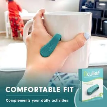 Aculief 1-Pack Wearable Natural Acupressure Support for Relaxation, Headache, Migraine, Stress Alleviation & Tension Relief, Soothes Muscle Pain Simple & Effective (Regular/Teal)