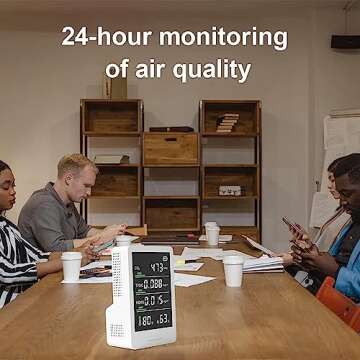 PinoTec 5-in-1 Professional Indoor Air Quality Monitor Indoor Portable CO2 Monitor | Temperature | Formaldehyde Detector | Humidity TVOC | Air Quality Tester - Confined Space Clean Air Monitor, Grey