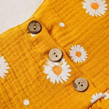 YOKJZJD 2Pcs Infant Toddler Baby Girl Summer Clothes Daisy Floral Ruffle Sleeveless Tank Shirt Halter Crop Top Shorts Bloomers Outfits (Yellow, 6-12 Months)