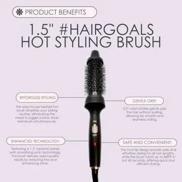 Aria Beauty HairGoals Hot Styling Brush - Dual Function for Volume and Curls - Black - 1 pc