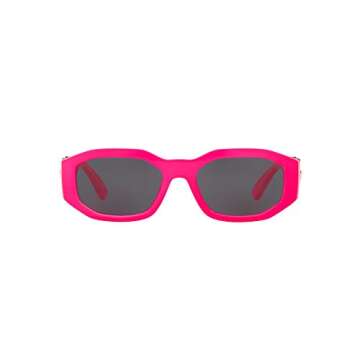 Versace Man Sunglasses Fuxia Fluo Frame, Dark Grey Lenses, 53MM