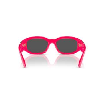 Versace Man Sunglasses Fuxia Fluo Frame, Dark Grey Lenses, 53MM