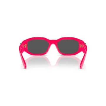 Versace Man Sunglasses Fuxia Fluo Frame, Dark Grey Lenses, 53MM