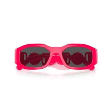 Versace Man Sunglasses Fuxia Fluo Frame, Dark Grey Lenses, 53MM