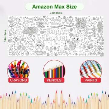 OHOME Easter Giant Coloring Poster/Tablecloth - Fun Easter Crafts for Kids - 30 x 72 Inches