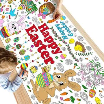 OHOME Easter Giant Coloring Tablecloth for Kids Crafts