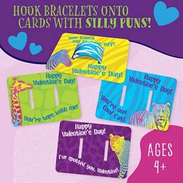 Animal Print Slap Bracelets Valentine Cards for Kids